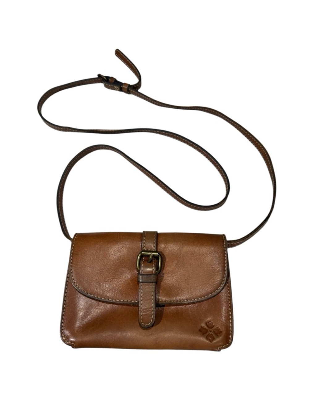 Patricia Nash Torri Tan Leather Mini Crossbody with Buckle - Picture 2 of 16